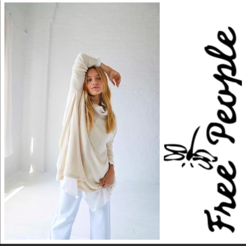 Free People “The Rosa Ribbed Long Sleeve”.  Ivory color